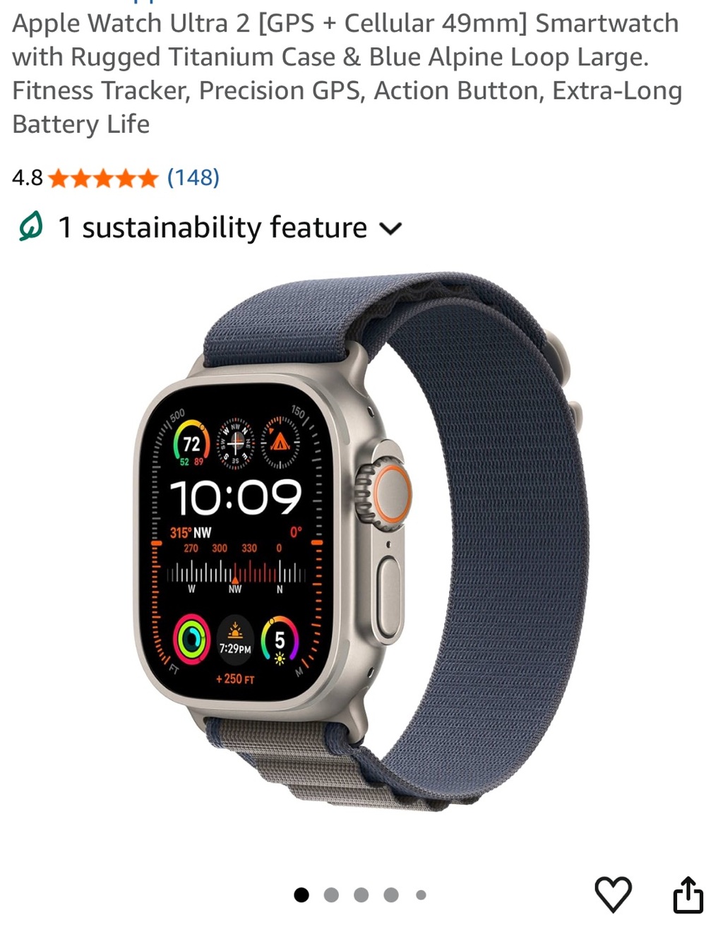 Apple Watch Ultra 2 [GPS + Cellular 49mm] Smartwatch with Rugged Titanium Case